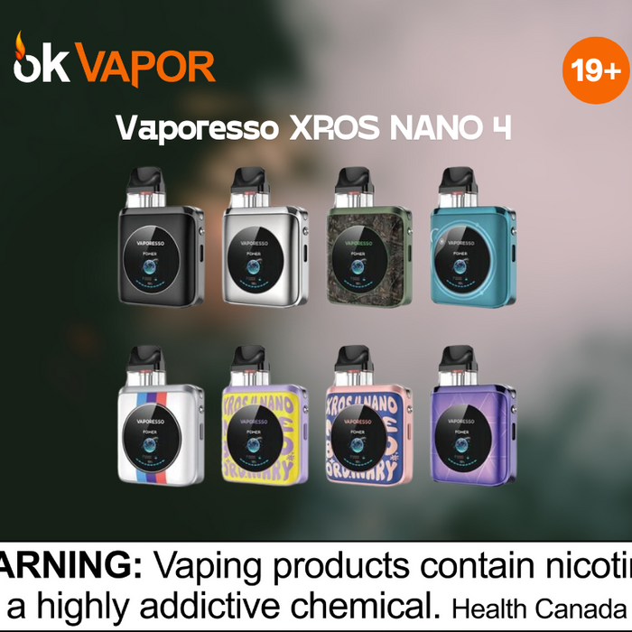 Vaporesso XROS 4 Nano pocket vape, affordable price, cheap vapes at Vancouver vape stores near me.
