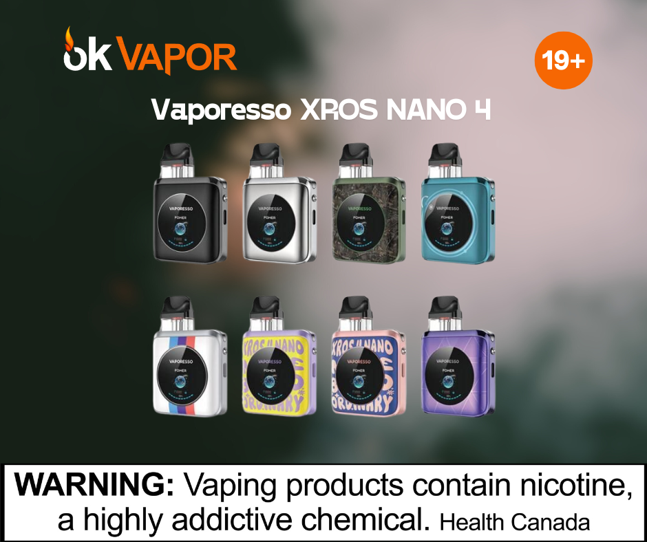 Vaporesso XROS 4 Nano pocket vape, affordable price, cheap vapes at Vancouver vape stores near me.
